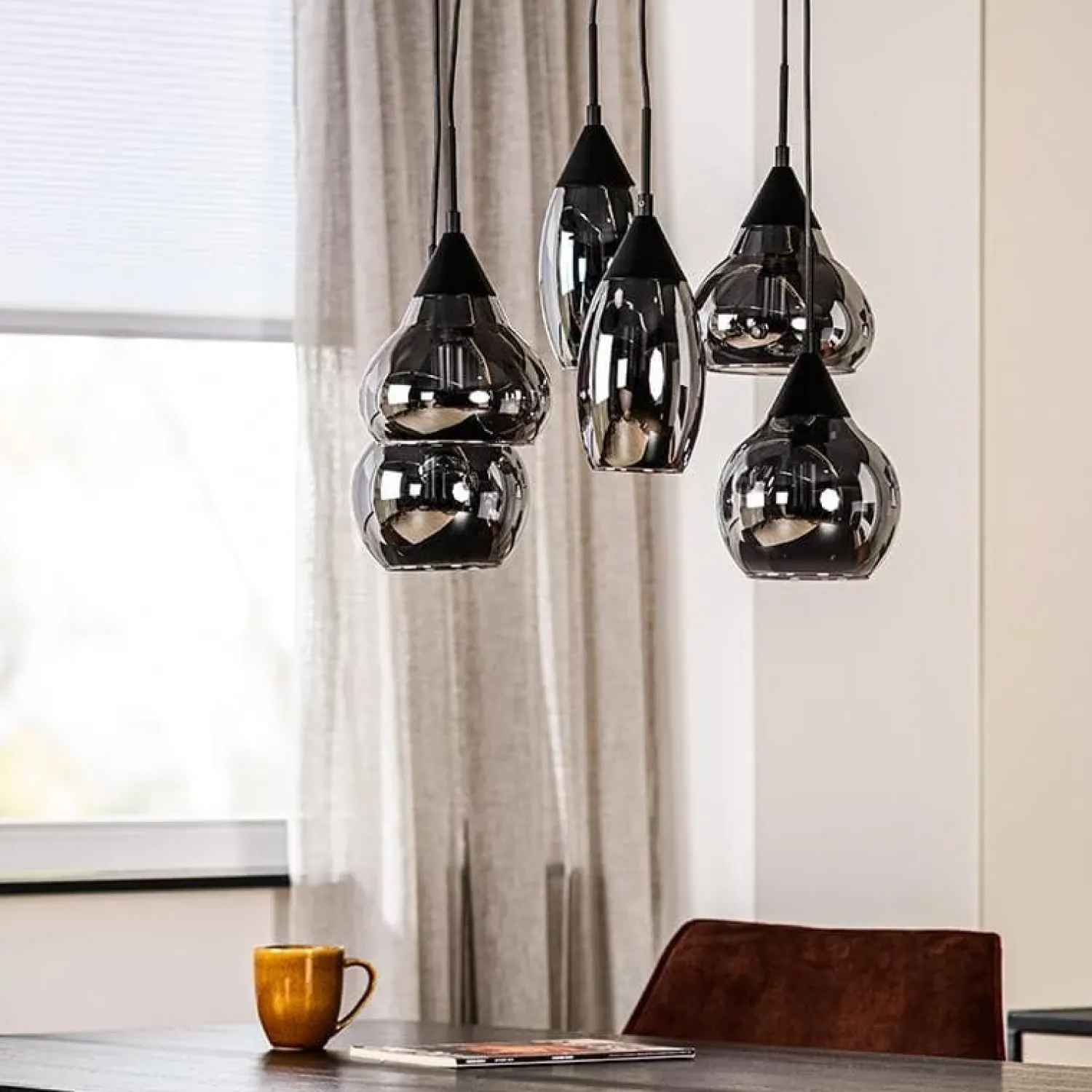 Kalfort Hanglampen|Glazen Hanglamp|Spix Hanglamp 6-lichts smoke glas