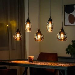 Kalfort Hanglampen|Glazen Hanglamp|Spix Hanglamp 5-lichts smoke glas