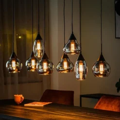Kalfort Hanglampen|Glazen Hanglamp|Spix Hanglamp 8-lichts smoke glas