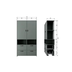 vtwonen Industriele Kasten|Kledingkasten|Stage Kledingkast Grenen Soap 103cm