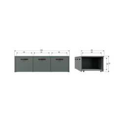 vtwonen Ladenkasten|Industriele Kasten|Stage Lage kast Grenen Soap 120cm
