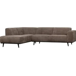 WOOOD Hoekbanken|Statement Hoekbank Links Ribstof Taupe