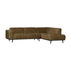 WOOOD Hoekbanken|Statement Hoekbank Rechts Structure Velvet Brass