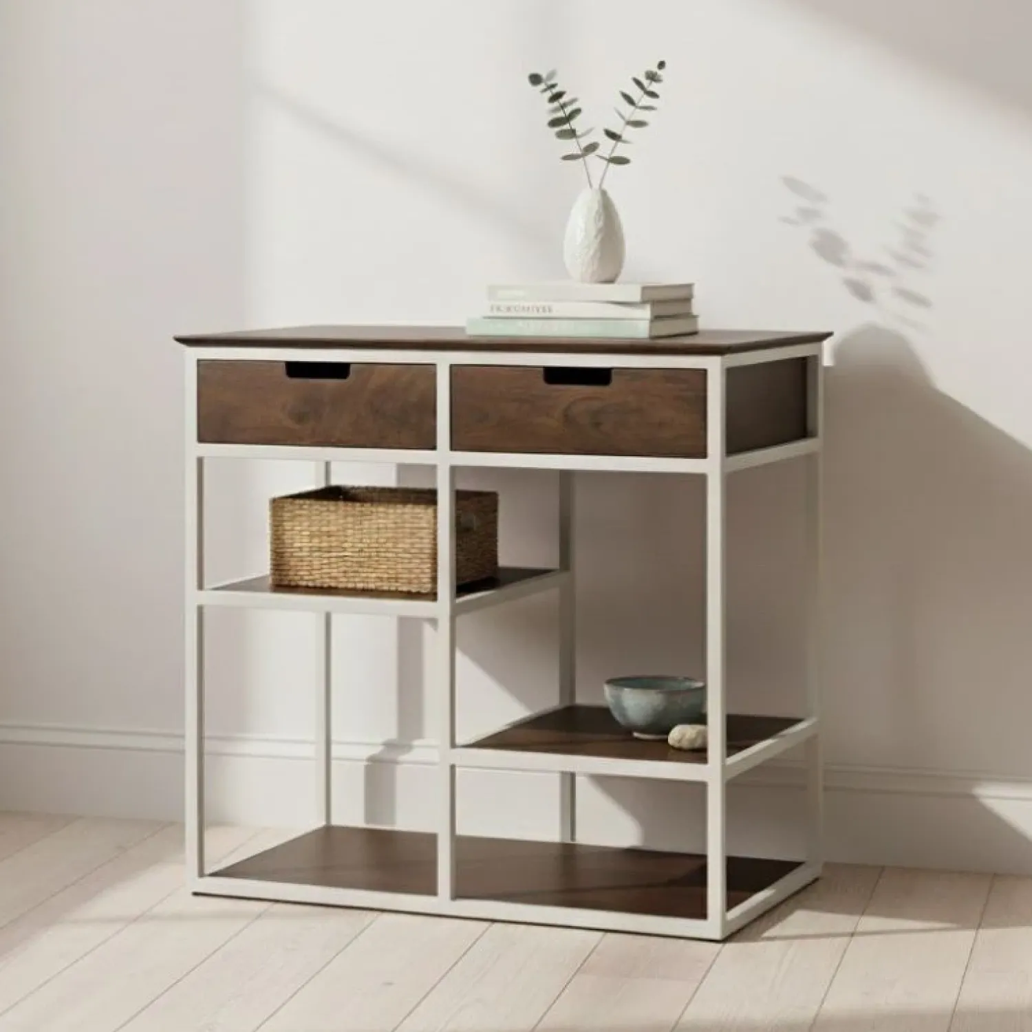 Mysons Wandkasten|Industriele Kasten|Stella lage Wandkast met 2 lades 86cm