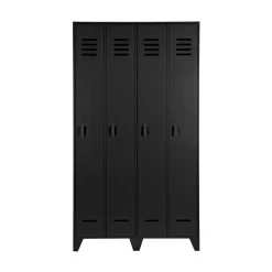 WOOOD Lockerkasten|Industriele Kasten|Stijn Lockerkast 2-Deurs Zwart 103cm