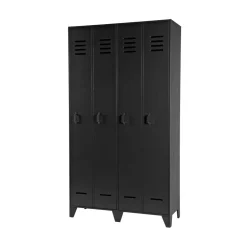 WOOOD Lockerkasten|Industriele Kasten|Stijn Lockerkast 2-Deurs Zwart 103cm