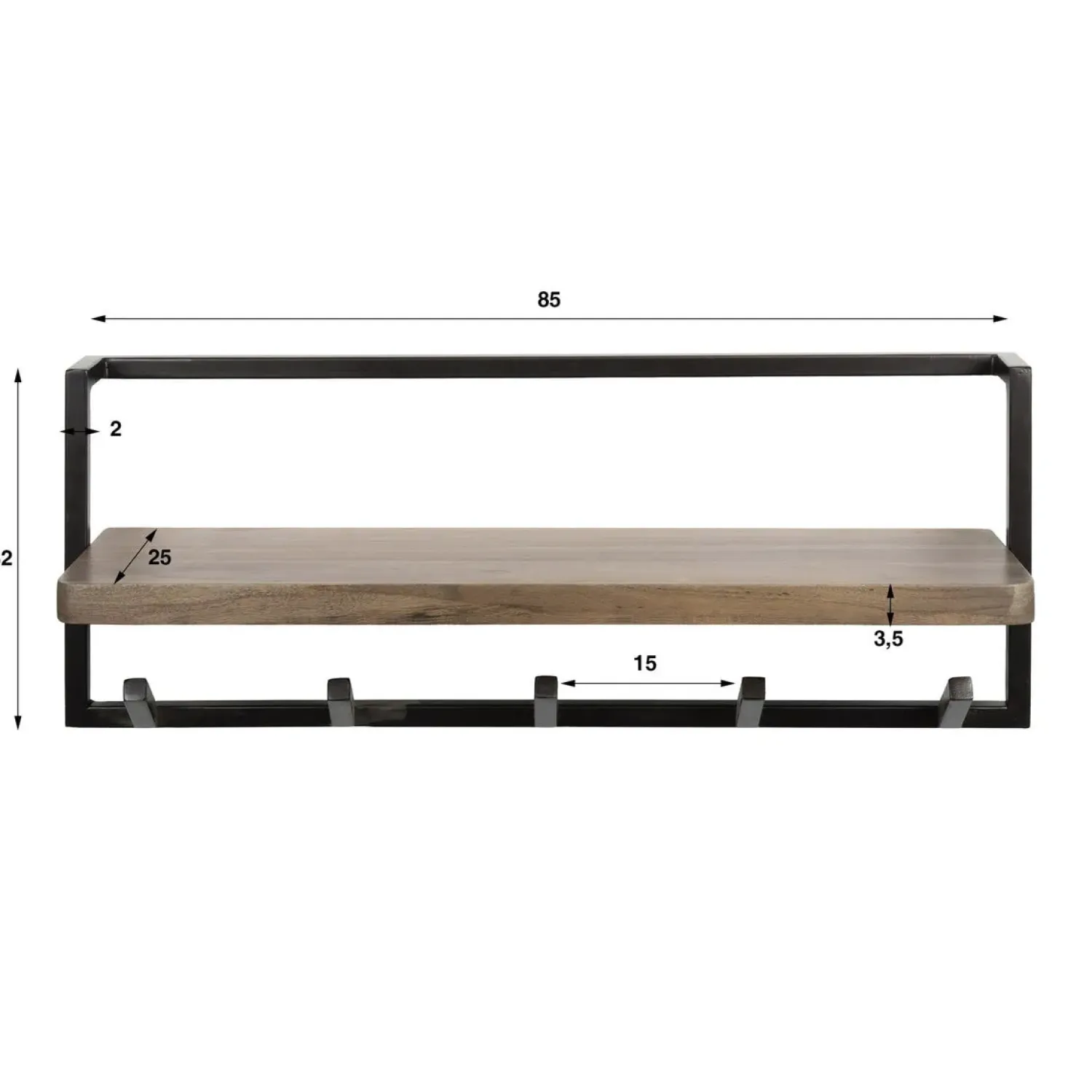 Kalfort Kapstokken|Stockton Kapstok 6 haken Bruin 85cm