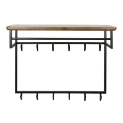 Kalfort Kapstokken|Stockton Kapstok hoog met stang 12 haken Bruin 100cm
