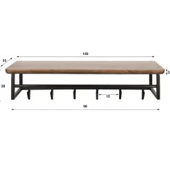 Kalfort Kapstokken|Stockton Kapstok met stang 6 haken Bruin 100cm