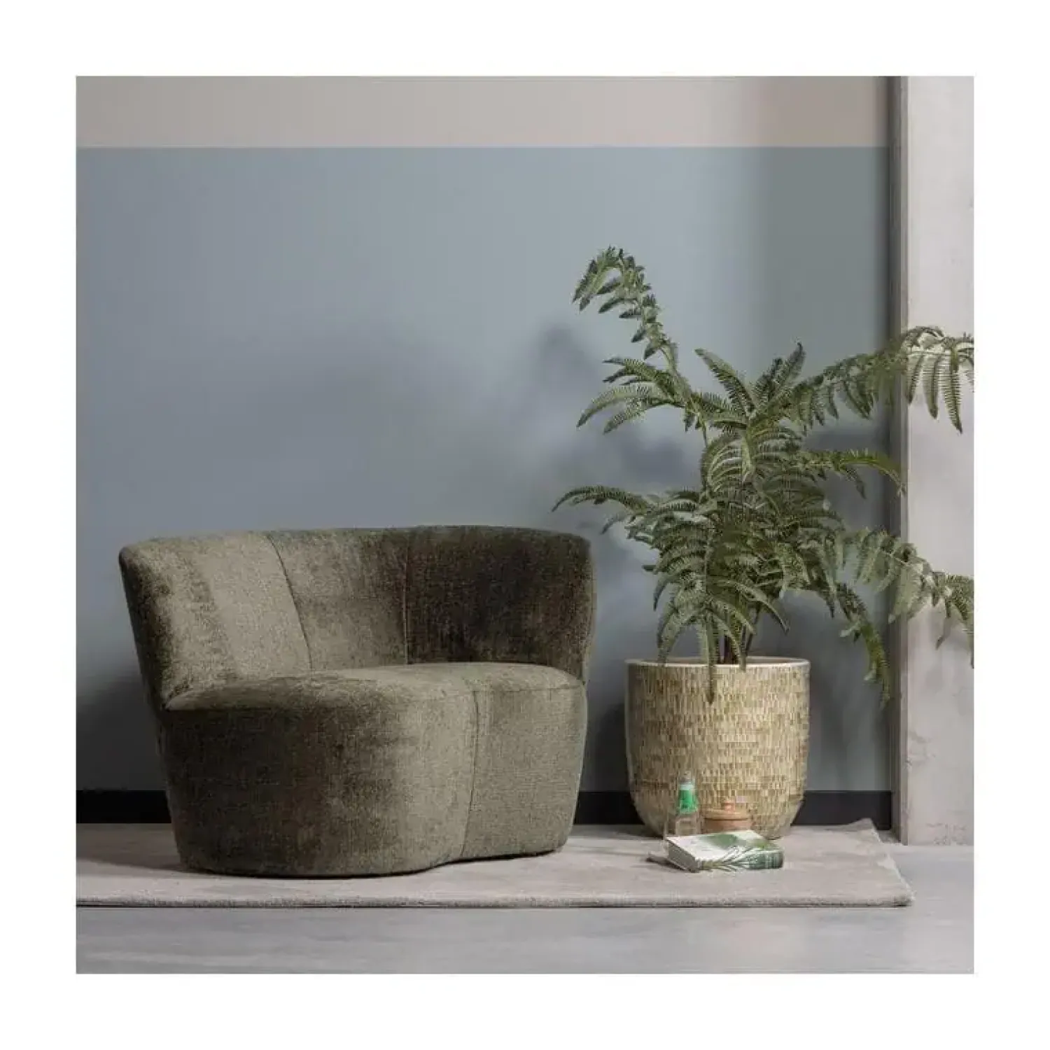 WOOOD Eetkamerbanken|Eetkamerbanken|Stone Bankje Rechts Warm Groen 112cm