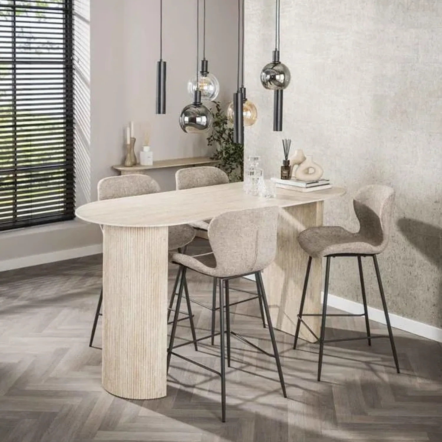 Kalfort Bartafels|Strato Bartafel ovaal Keramiek travertine 180cm