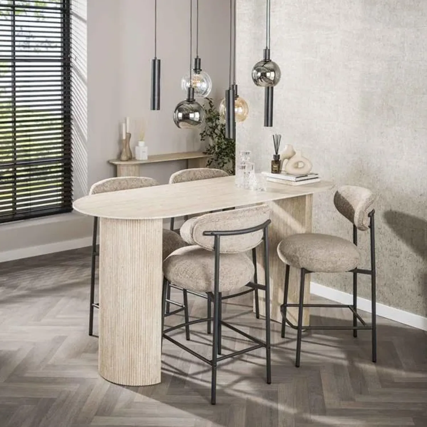 Kalfort Bartafels|Strato Bartafel ovaal Keramiek travertine 180cm