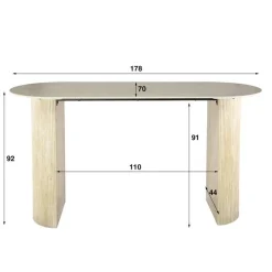 Kalfort Bartafels|Strato Bartafel ovaal Keramiek travertine 180cm