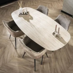 Kalfort Eettafels|Strato Eetkamertafel deens ovaal Travertin 180cm