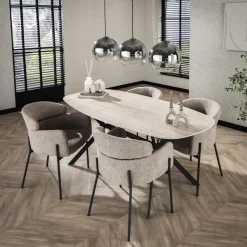 Kalfort Eettafels|Strato Eetkamertafel deens ovaal Travertin 180cm