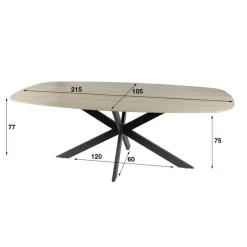 Kalfort Eettafels|Strato Eettafel deens ovaal Keramiek Travertin 215cm