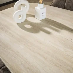 Kalfort Eettafels|Strato Eettafel deens ovaal Keramiek Travertin 215cm