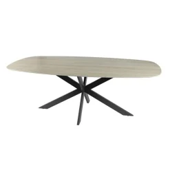 Kalfort Eettafels|Strato Eettafel deens ovaal spinpoot Keramiek Travertin 180cm