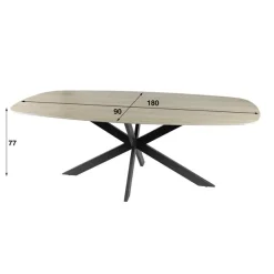 Kalfort Eettafels|Strato Eettafel deens ovaal spinpoot Keramiek Travertin 180cm