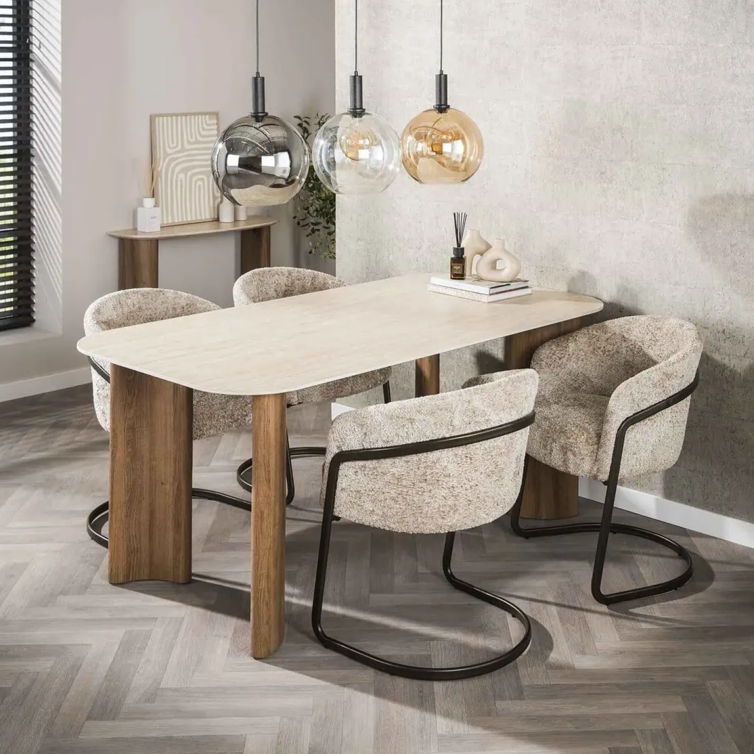 Kalfort Eettafels|Strato Eettafel Keramiek travertin 180cm