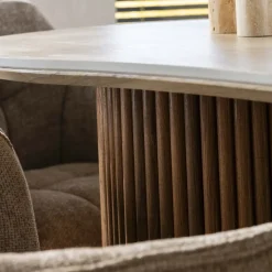 Kalfort Eettafels|Strato Eettafel niervormig Travertine 215cm