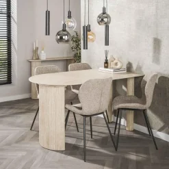 Kalfort Eettafels|Strato Eettafel ovaal Keramiek travertine 140cm