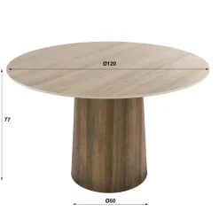 Kalfort Eettafels|Strato Eettafel Rond keramiek Travertin 120cm