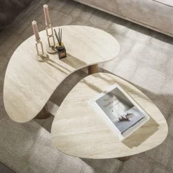 Kalfort Salontafels|Strato Salontafel set van 2 Travertin