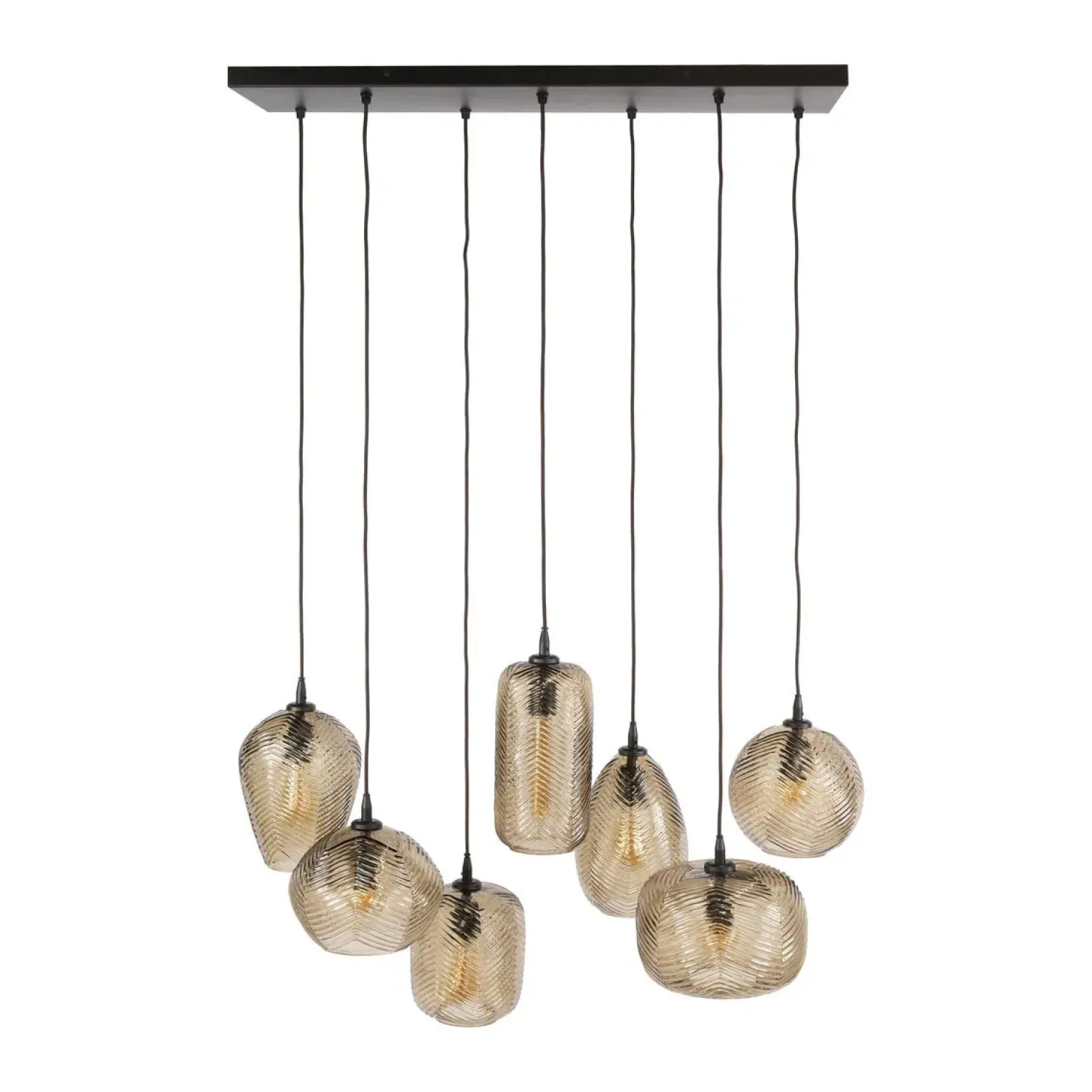 Kalfort Hanglampen|Glazen Hanglamp|Sully 7-lichts Hanglamp Smoke bruin glas