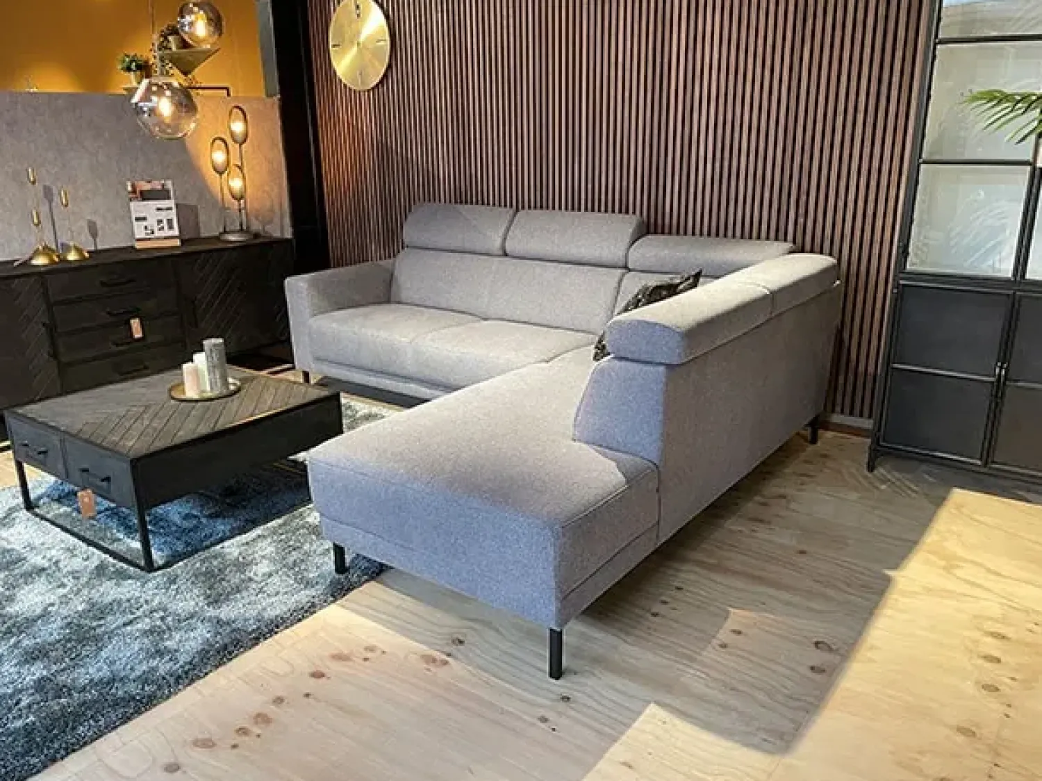Sofa 22 Hoekbanken|Loungebanken|Sutton Hoekbank Zinc 2-zits met ottomane rechts