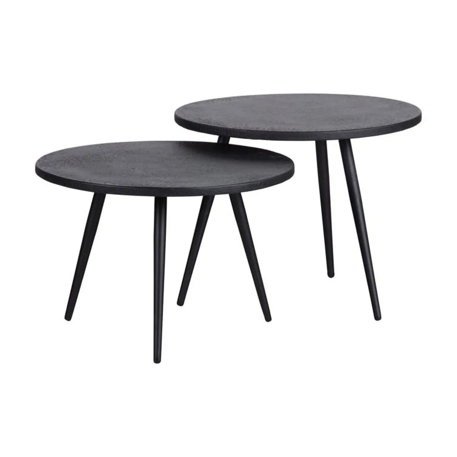 WOOOD Bijzettafels|Suze Bijzettafel rond set van 2 Hout/Metaal Zwart