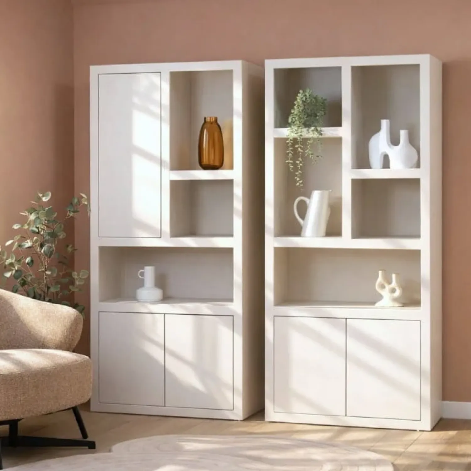Vane Living Boekenkasten|Industriele Kasten|Sven Boekenkast 1 deur zand 90cm