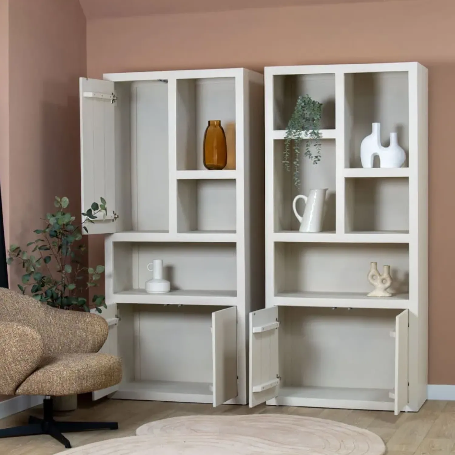 Vane Living Boekenkasten|Industriele Kasten|Sven Boekenkast 1 deur zand 90cm