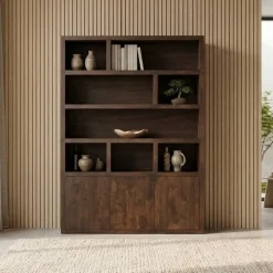 Vane Living Wandkasten|Vakkenkasten|Sven Boekenkast XL walnoot 160cm