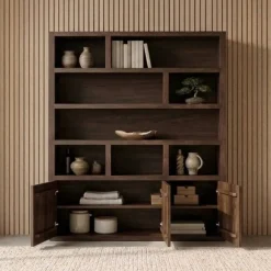 Vane Living Wandkasten|Vakkenkasten|Sven Boekenkast XL walnoot 160cm