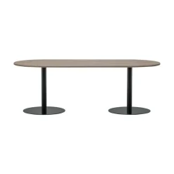 WOOOD Eettafels|Tablo Eettafel ovaal VL Eikenhout pebble grey/zwart 220cm