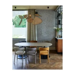 WOOOD Eettafels|Tablo Eettafel ovaal VL Eikenhout pebble grey/zwart 220cm