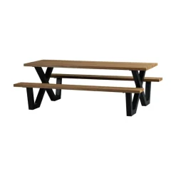 WOOOD Tuintafels|Tablo Picknicktafel Ayoushout met zwarte poot