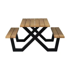 WOOOD Tuintafels|Tablo Picknicktafel Ayoushout met zwarte poot