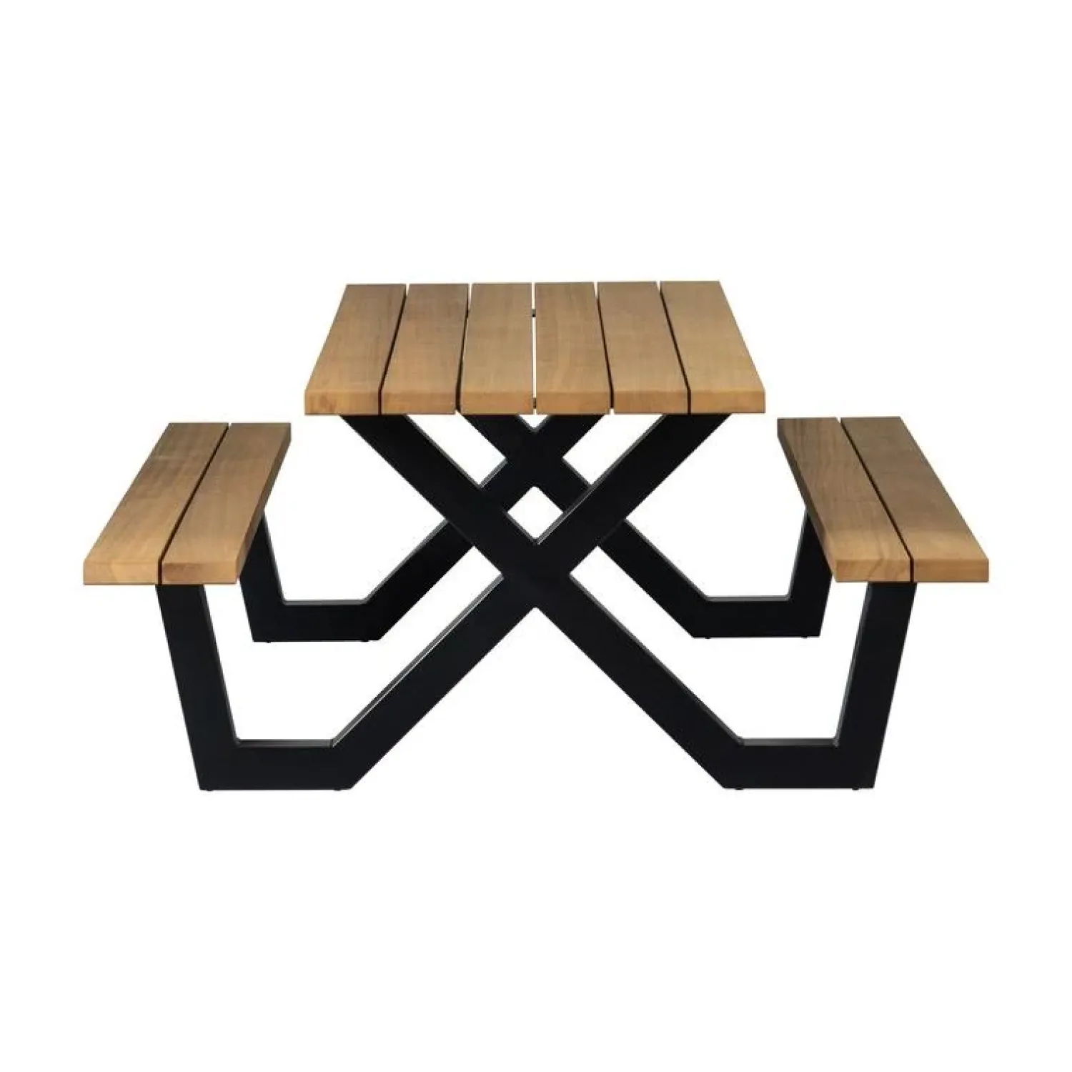 WOOOD Tuintafels|Tablo Picknicktafel Ayoushout met zwarte poot