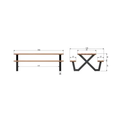 WOOOD Tuintafels|Tablo Picknicktafel Ayoushout met zwarte poot