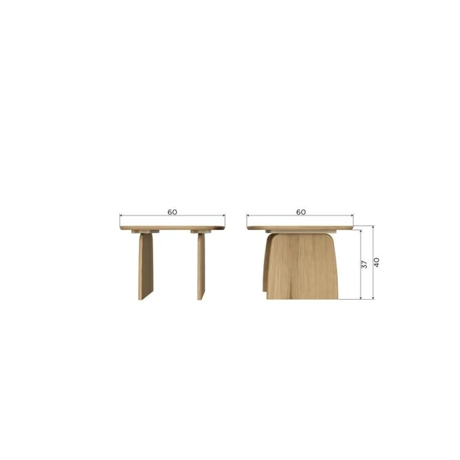 WOOOD Salontafels|Tablo Salontafel organisch Eikenhout dakargrau 60cm
