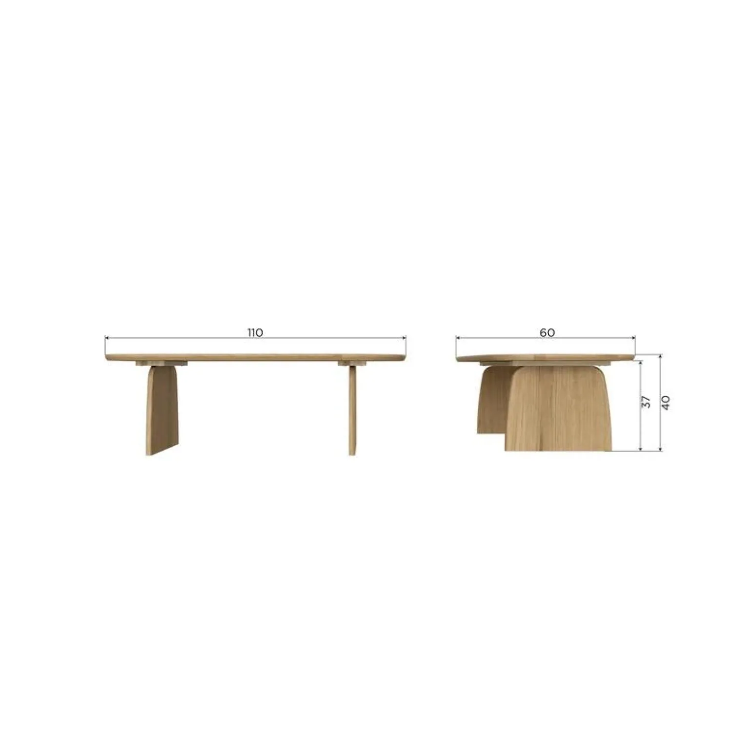 WOOOD Salontafels|Tablo Salontafel organisch Eikenhout naturel 110cm
