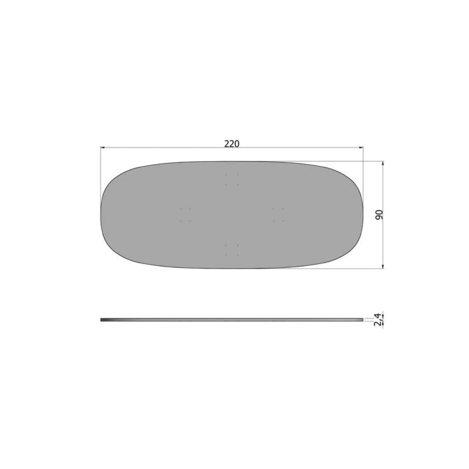 WOOOD Tafelbladen|Tablo Tafelblad Ovaal Eiken Onbehandeld 220cm