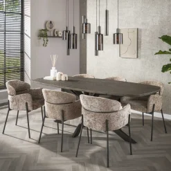 Kalfort Eetkamerstoelen|Tanda Eetkamerstoel Hoven champagne