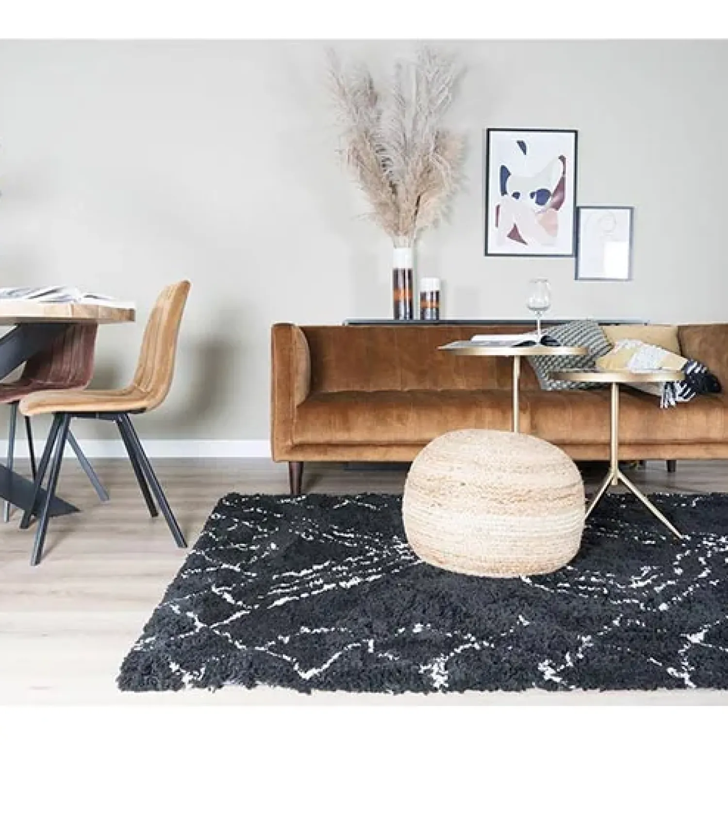 Decor 88 Vloerkleden|Tano vloerkleed hoogpolig rechthoek zwart