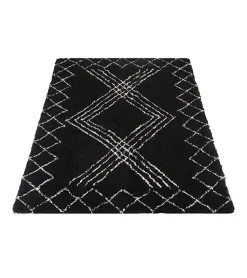 Decor 88 Vloerkleden|Tano vloerkleed hoogpolig rechthoek zwart