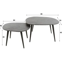 Kalfort Salontafels|Tate Salontafel set van 2 Organisch zwart