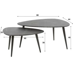 Kalfort Salontafels|Tate Salontafel set van 2 Peervormig zwart
