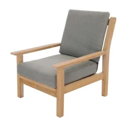 Lesli Living Tuinstoelen|Teak Loungestoel teak met kussen